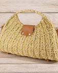 Woven Straw Top Handle Handbag - Cloth + Cabin