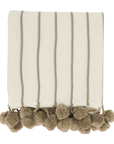 Ivory Pom pom Striped Woven 50"x60" Throw Blanket