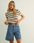 Amelie Striped Knitted Short Sleeve Top - Cloth + Cabin