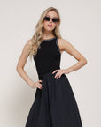 Brisa Sleeveless Piping Knit Long Dress