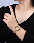 14K Gold Filled Round Circle Rope Tied Minimalist Cuff Bangle Bracelet