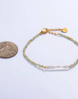 Stainless Steel Biwa Freshwater Pearl Multifaceted Crystal Gemstone 7 Inch Bracelet