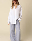 Victoria Sky Linen Wide Leg Pants