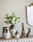 Terracotta Jug Vase w/ Metallic Bronze & Natural Tan
