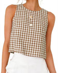 Gabriela Plaid Button Tank