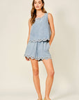 Bianca Embroidered Waist Elastic Flare Shorts