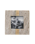 4x4 Photo Soren Beige Marble Picture Frame Brass Inlay
