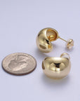 24K Gold Filled Chunky Wide Dome Stud Earrings