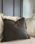 Moss Square Frayed Pillow