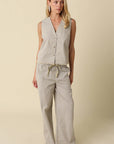 Ruth Stripe Button-Down Sleeveless Top