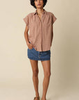 Natalya Sadie Gingham Button-Up Top