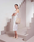 Carrie Pleated Vegan Bag- Bone - Cloth + Cabin