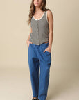 Eden Striped Button-Front Tank