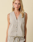 Ruth Stripe Button-Down Sleeveless Top