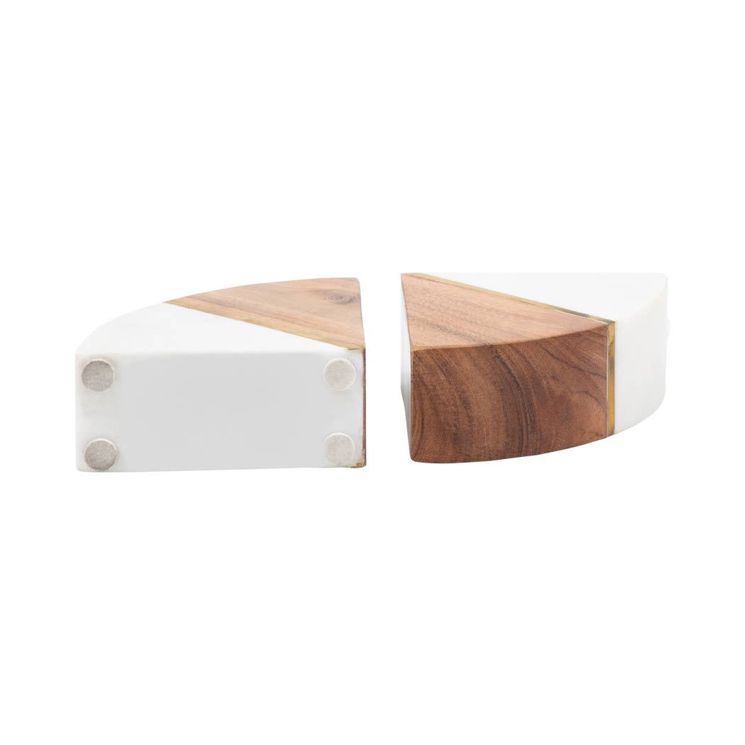 Marble Wood and Brass Bookends / Set of 2 - Cloth + Cabin