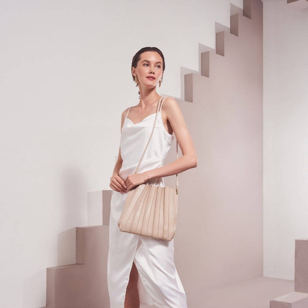 Carrie Pleated Vegan Bag- Bone - Cloth + Cabin
