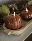 4" Bronze 3D Flame Tall Pumpkin Candle