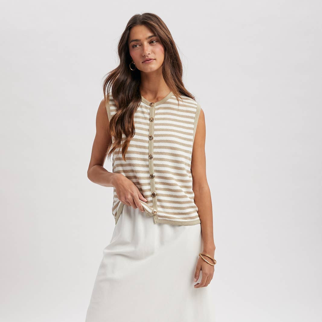 Nyasia Button-Up Sweater Tank - Cloth + Cabin