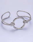 14K Gold Filled Round Circle Rope Tied Minimalist Cuff Bangle Bracelet