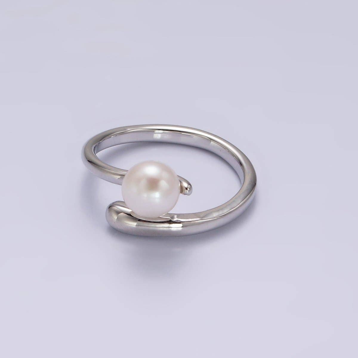 Pink Pearl Open Wrap Ring in Silver