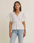 Zoie Swiss Dot Lace Peplum Blouse