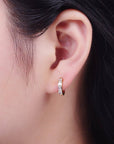 Baguette Cubic Zirconia Lined Huggie Hoops Earrings