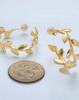 30mm Nature Leaf C-Shaped Hoop Earrings