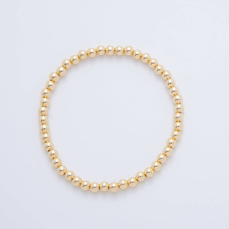 4mm Ball Stretch Bracelet- Gold