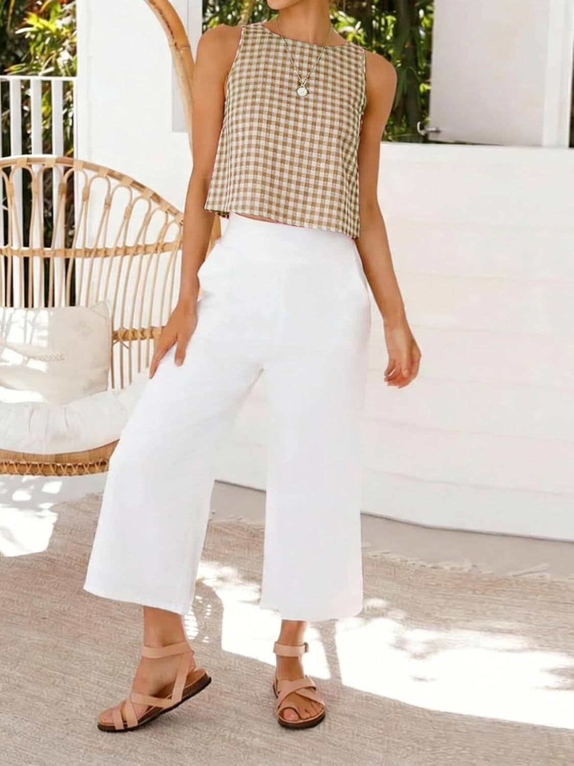 Gabriela Plaid Button Tank