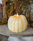 5" Cream 3D Flame Pumpkin Candle