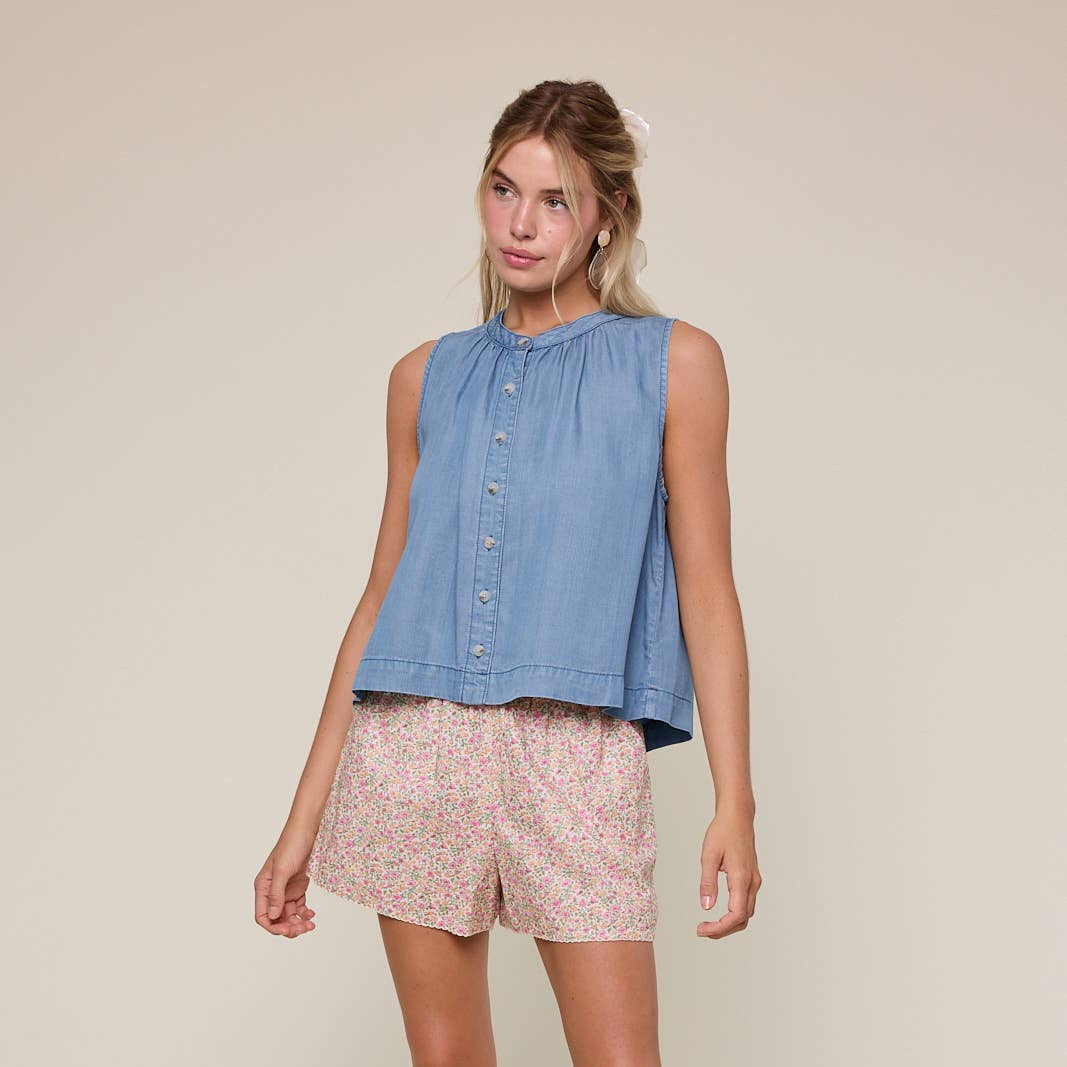 Ansley Denim Button Tank Top - Cloth + Cabin
