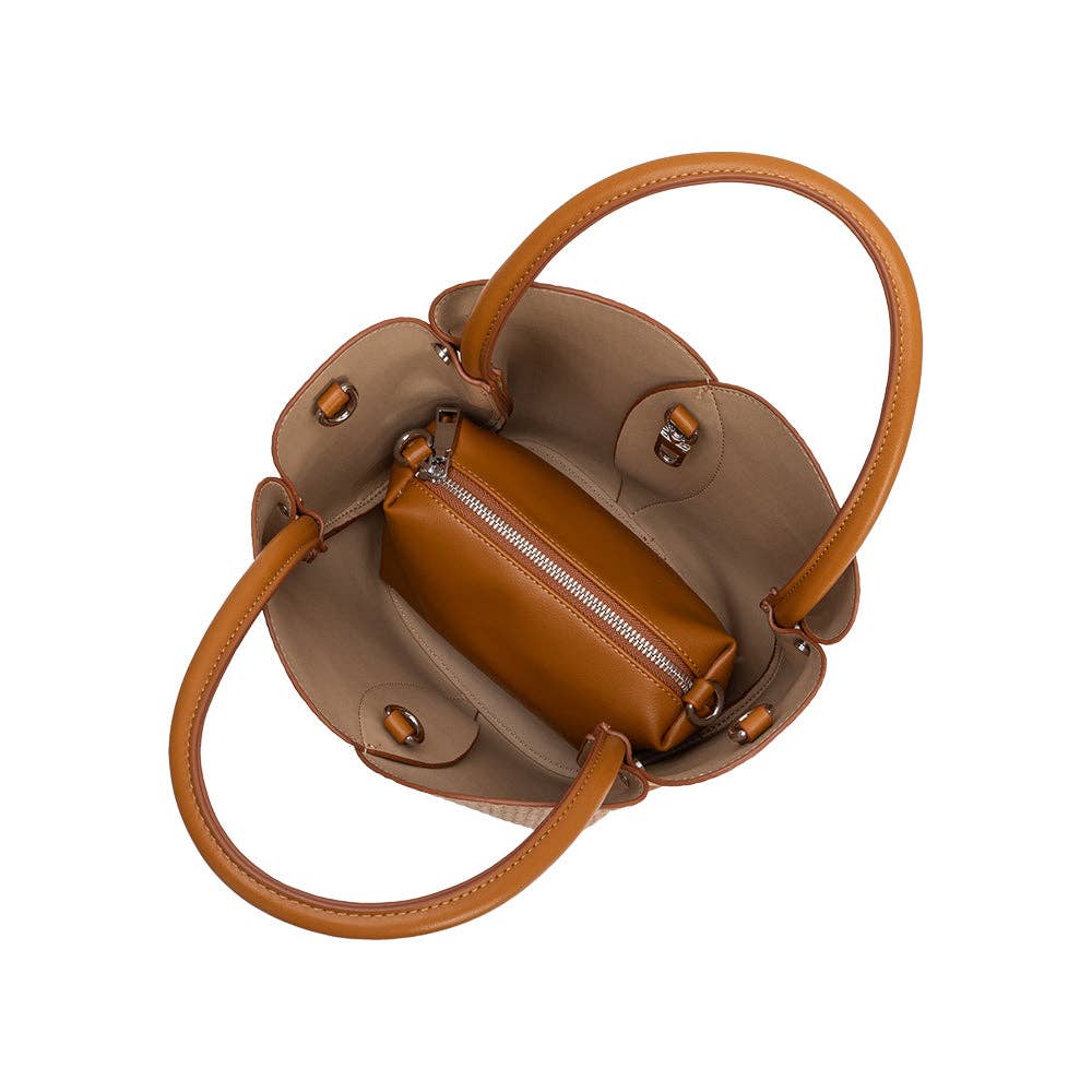 Tulip Raffia Embossed Recycled Top Handle - Cloth + Cabin