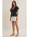 Zoie Swiss Dot Lace Peplum Blouse