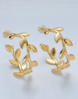 30mm Nature Leaf C-Shaped Hoop Earrings