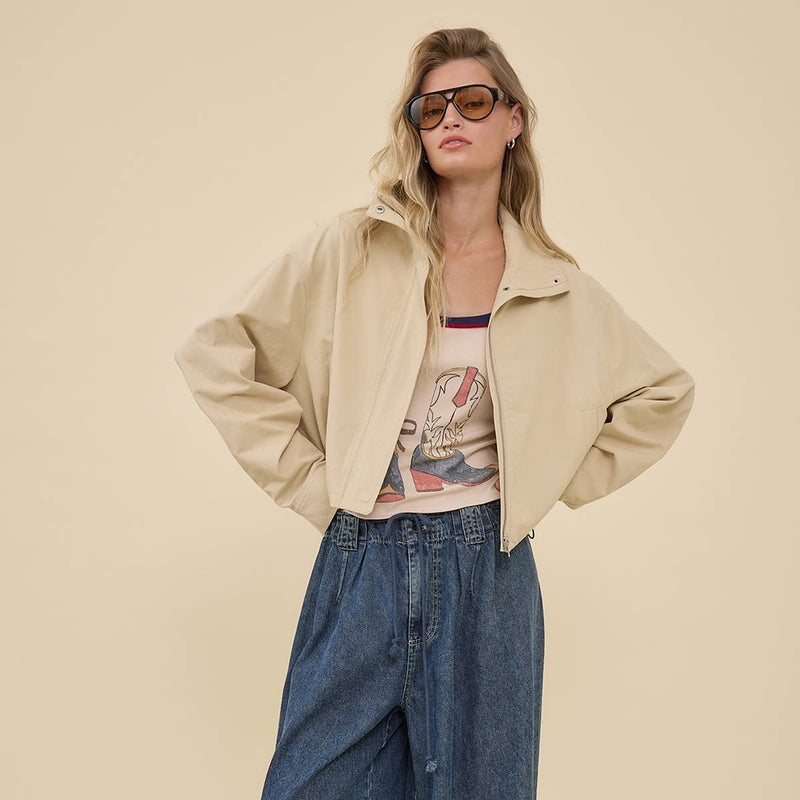 Ayla Stand Collar Drawstring Jacket - Cloth + Cabin