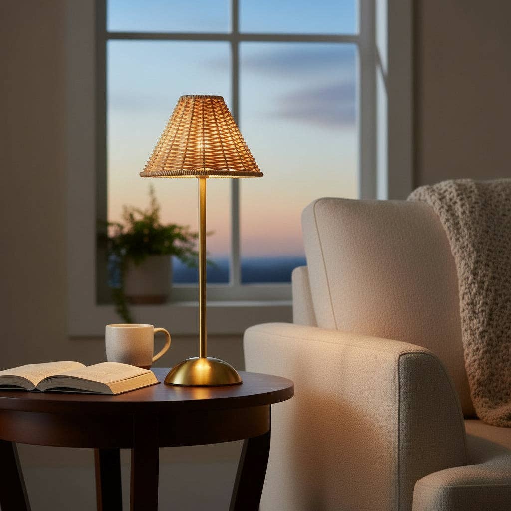 Golden Rattan Led USB Lamp