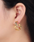 30mm Nature Leaf C-Shaped Hoop Earrings