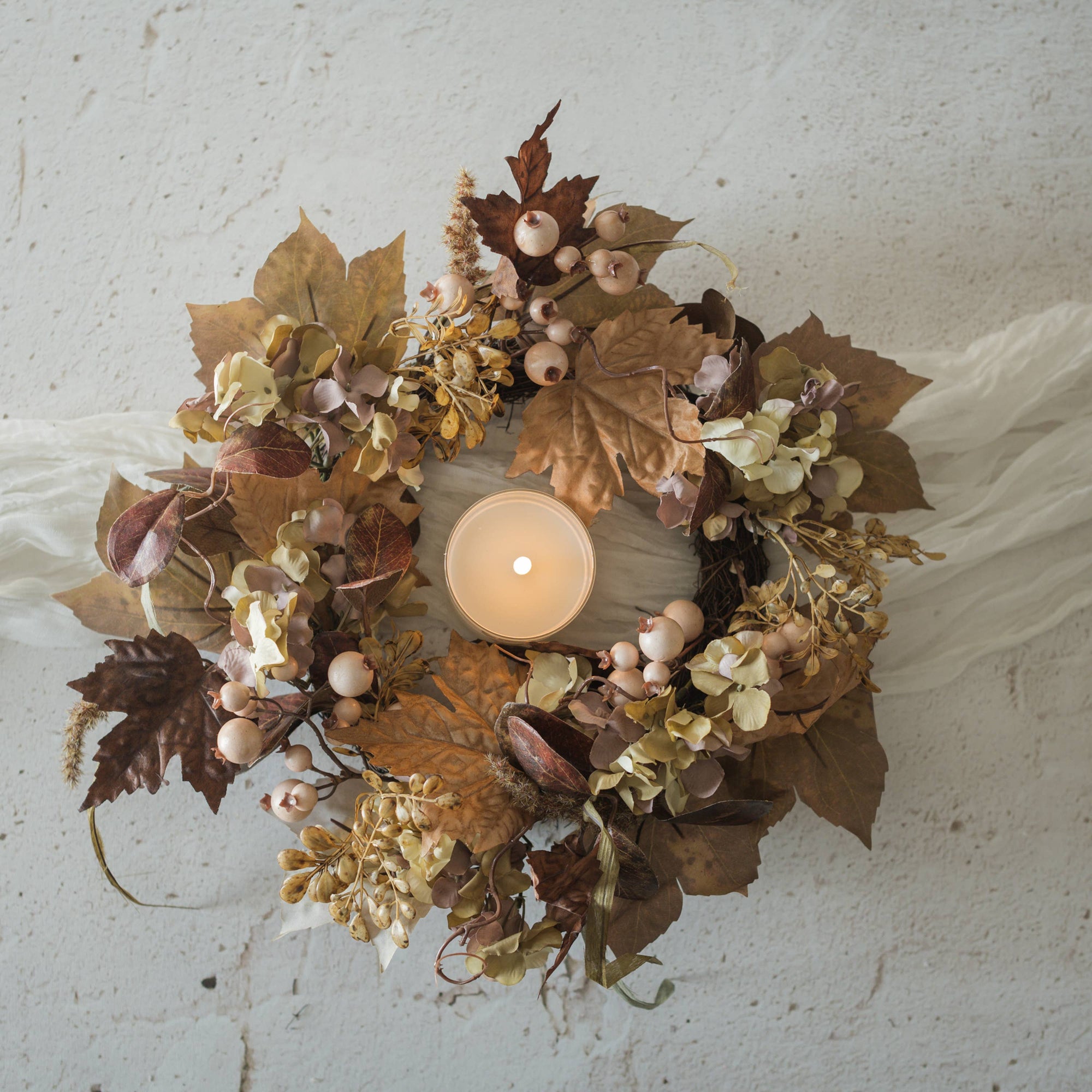 17" Maple Leaf + Berry Wreath - Cloth + Cabin