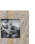 4x4 Photo Soren Beige Marble Picture Frame Brass Inlay