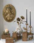Wall Plaque w/ Regal Lady Design Antique Gold