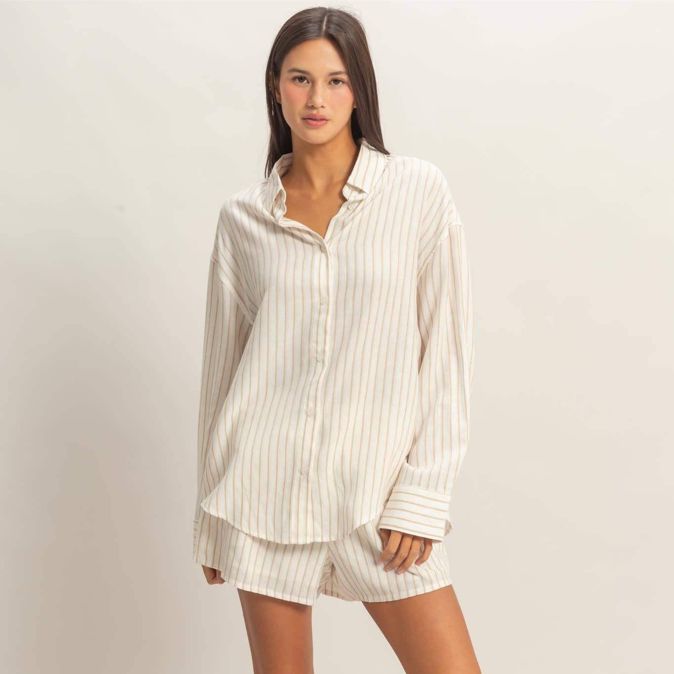 Hailee Striped Button-Up Shirt - Cloth + Cabin