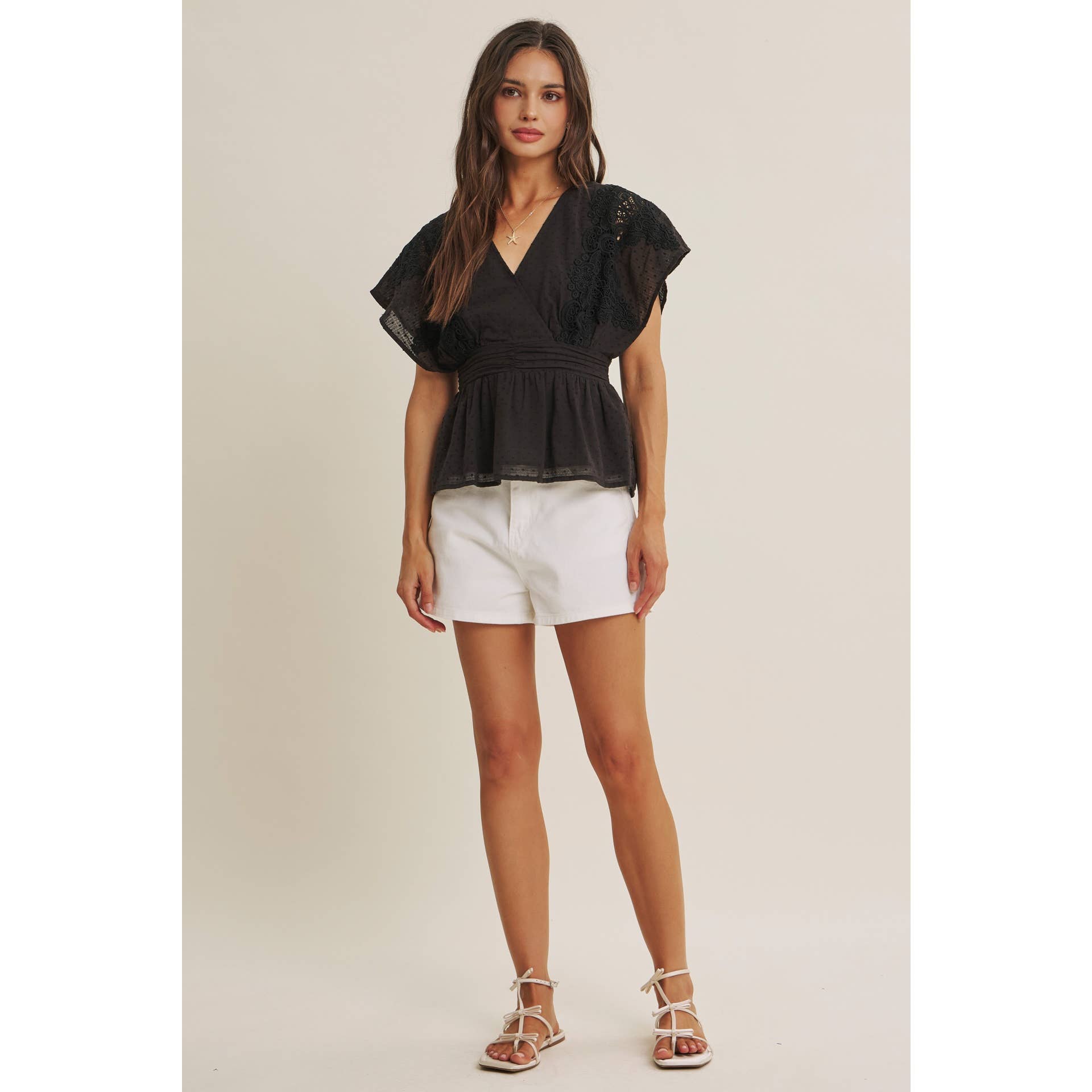 Zoie Swiss Dot Lace Peplum Blouse