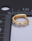 Baguette Cubic Zirconia Lined Huggie Hoops Earrings
