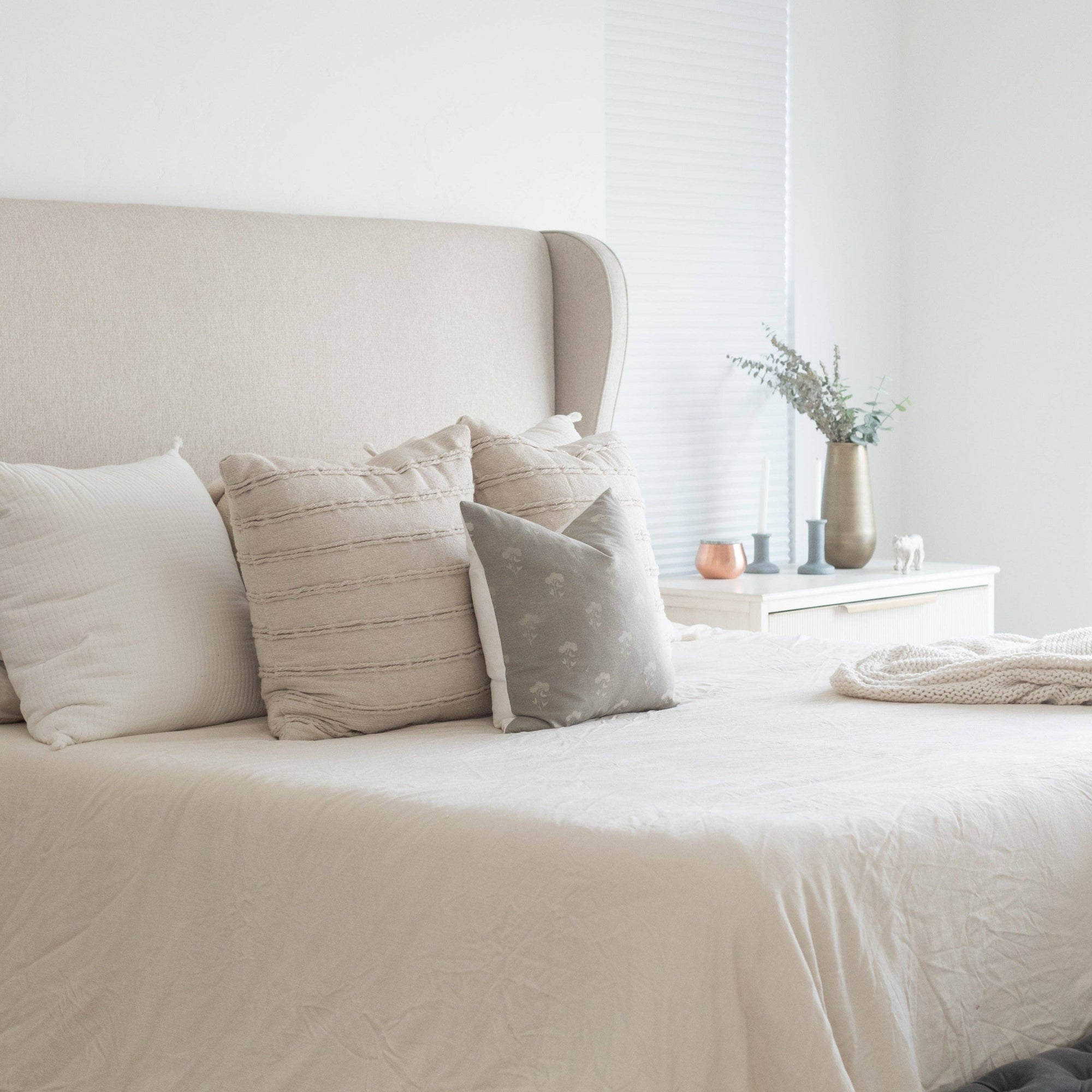 Fleur Gray Floral Pillow Cover - Cloth + Cabin