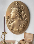 Wall Plaque w/ Regal Lady Design Antique Gold