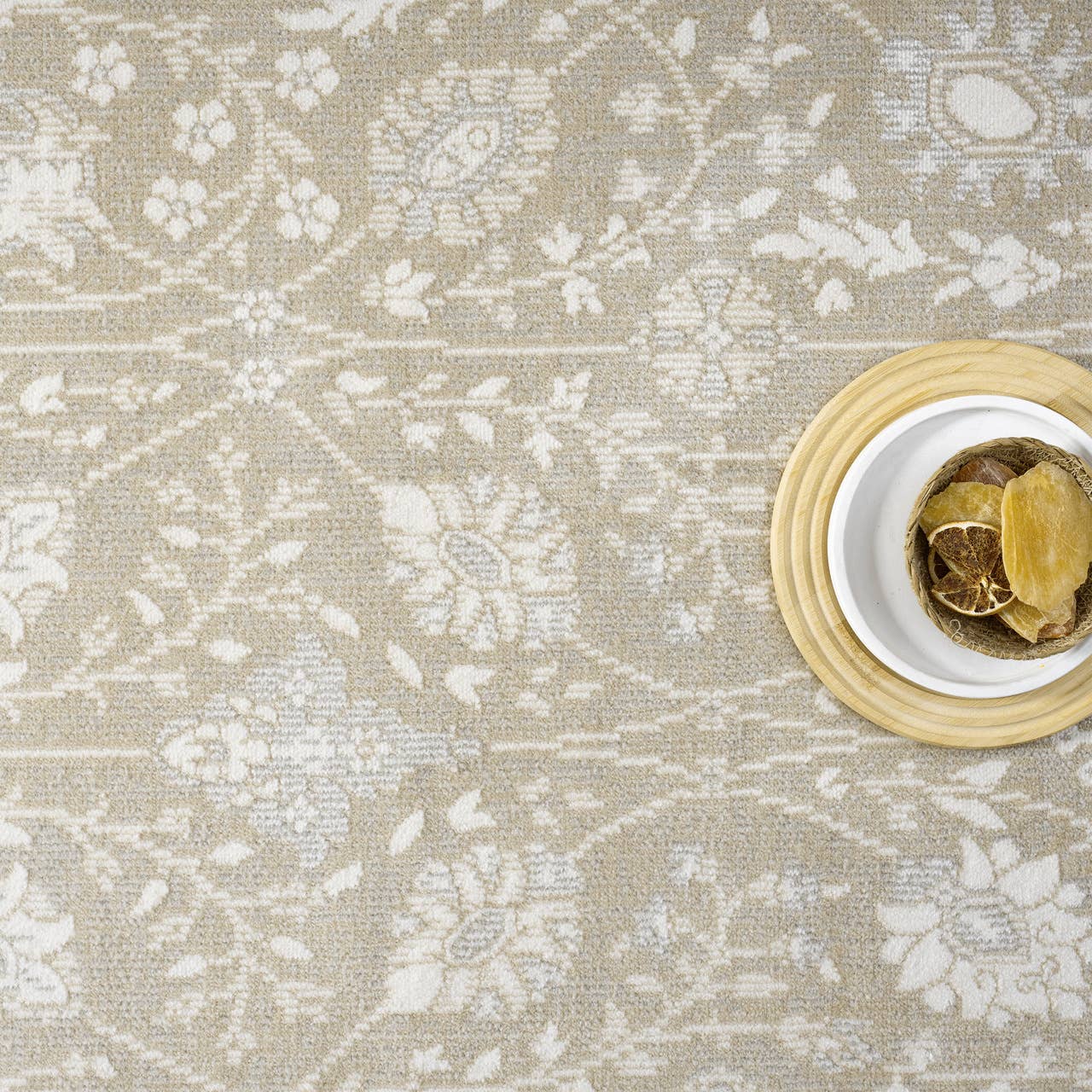 4x6 Dalia Floral Oriental Sand Indoor Outdoor Rug