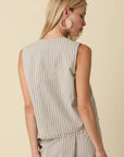 Ruth Stripe Button-Down Sleeveless Top