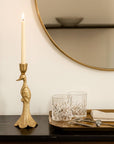 Gold Peacock Taper Candle Holder - Cloth + Cabin
