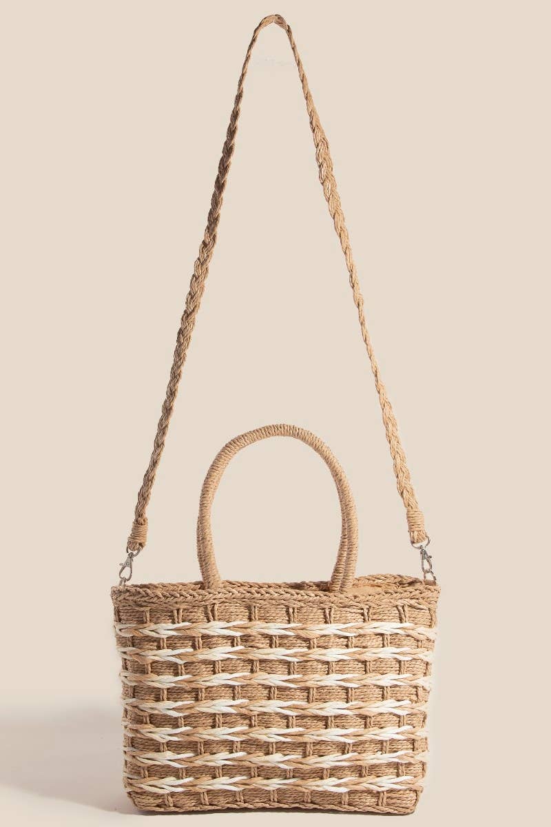 Two Tone Braided Zippered Hand Bag - Cloth + Cabin