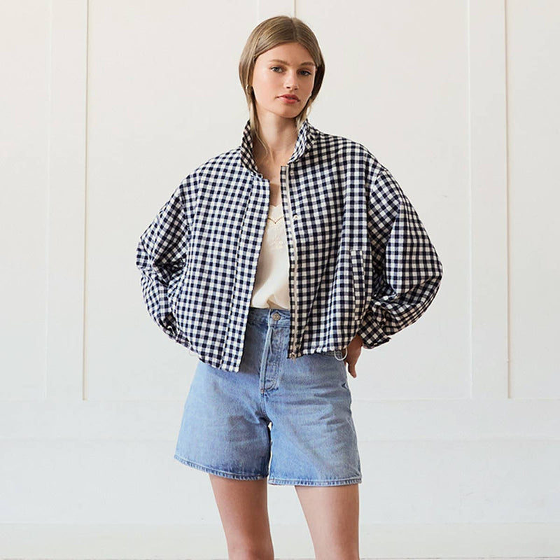 Leilani Gingham Zip Jacket - Cloth + Cabin